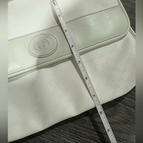 Vintage Gucci Interlocking GG Clutch purse shoulder bag ivory gold authentic - Picture 15 of 16
